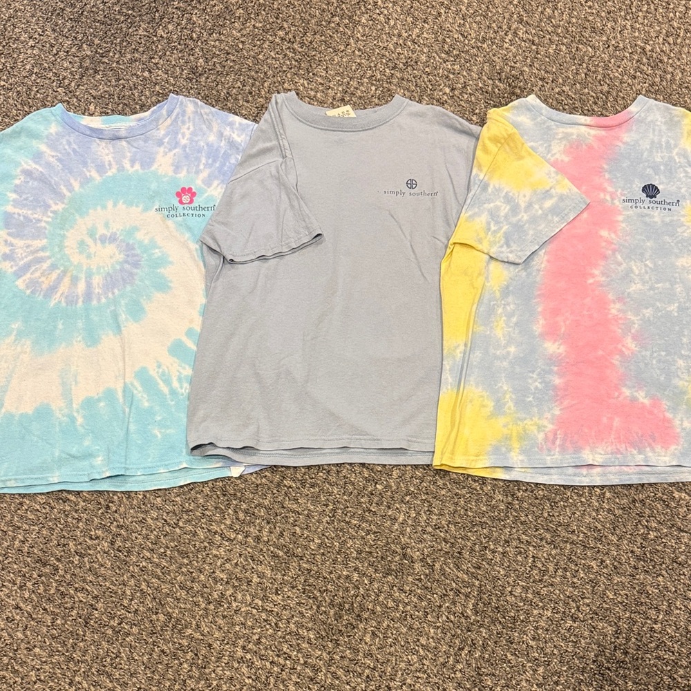 Simply Southern Kids Tie-Dye and Solid Tees - Blue, Gray, Yellow